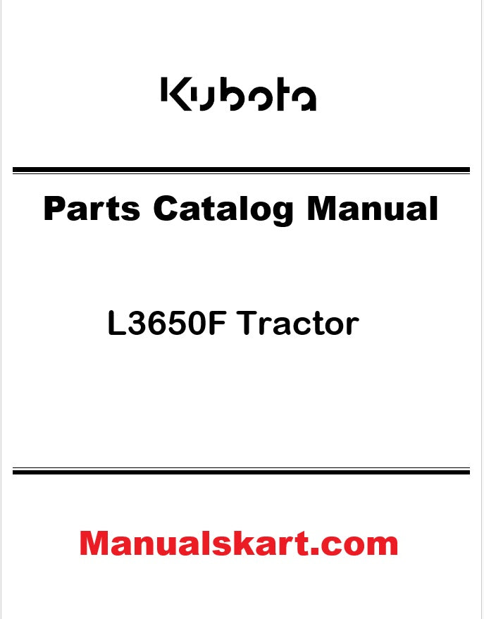 Kubota L3650F Tractor Pdf Parts Catalog Manual