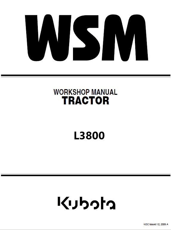 Kubota L3800 Tractor PDF Repair Service Manual
