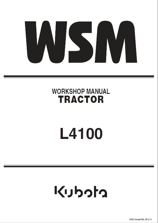 Kubota L4100 Tractor Pdf Repair Service Manual