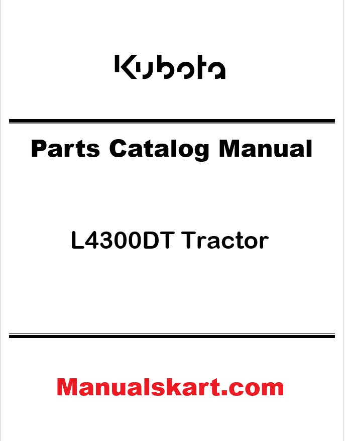 Kubota L4300DT Tractor Pdf Parts Catalog Manual
