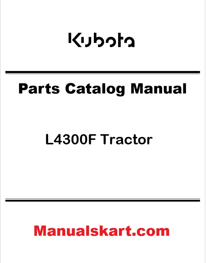 Kubota L4300F Tractor Pdf Parts Catalog Manual