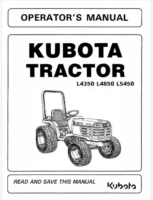 Kubota L4350, L4850, L5450 Tractor Pdf Operator's Manual