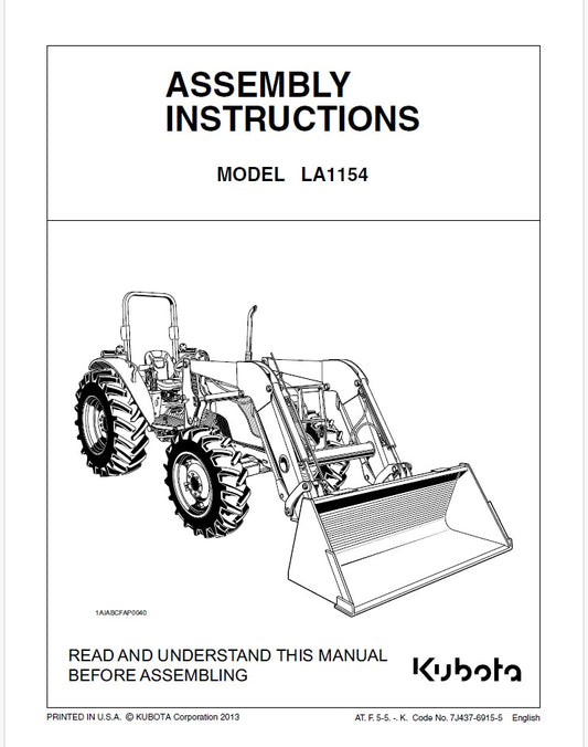Kubota LA1154 Front Loader Assembly Instructions Manual