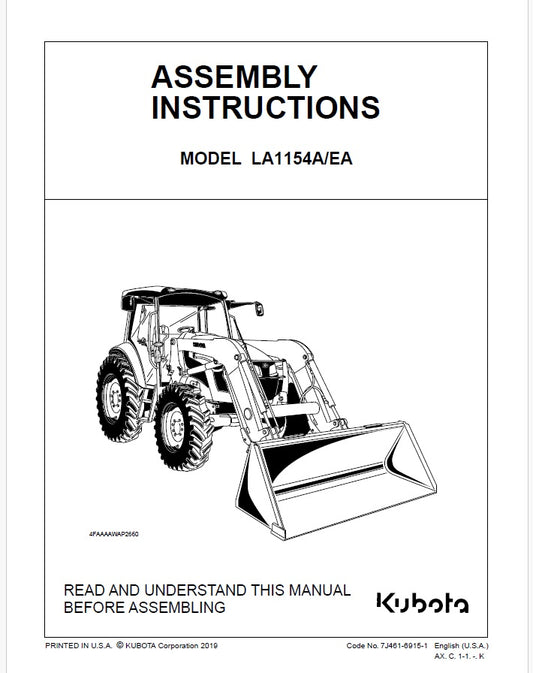 Kubota LA1154A/EA Front Loader Assembly Instructions Manual