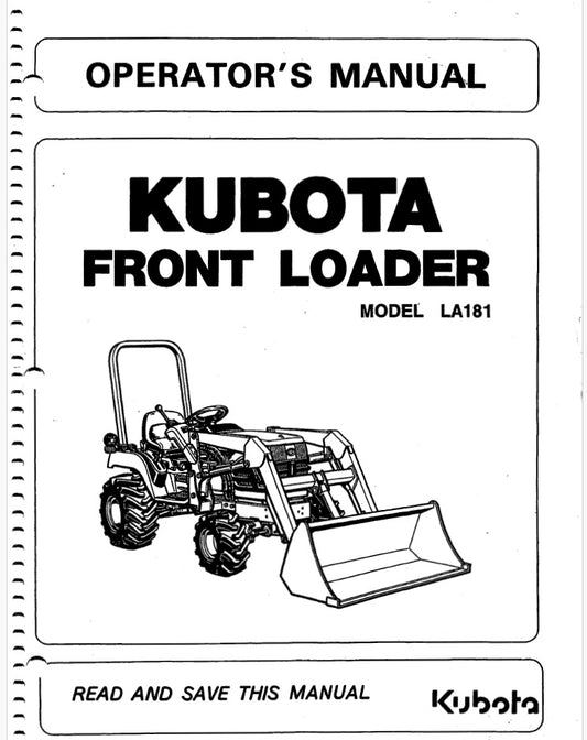 Kubota LA181 Front Loader Pdf Operator's Manual