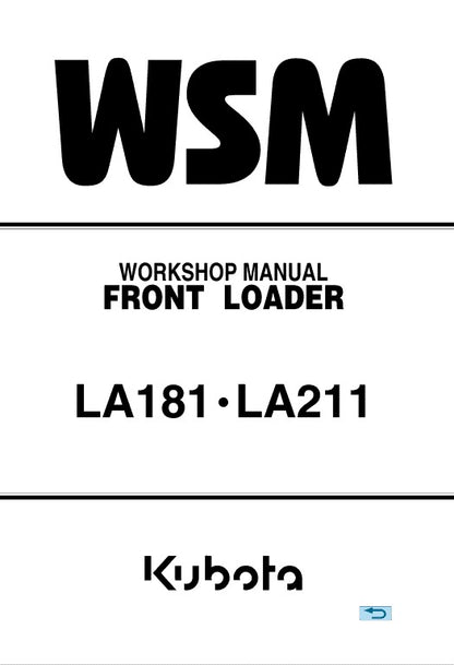 Kubota LA181, LA211 Front Loader Pdf Repair Service Manual