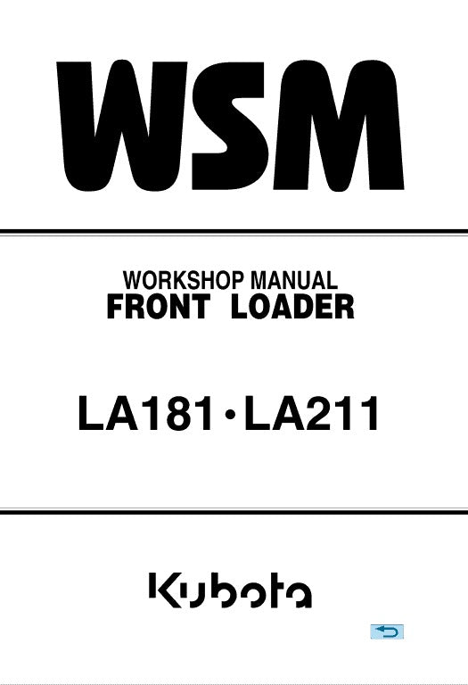 Kubota LA181, LA211 Front Loader Pdf Repair Service Manual