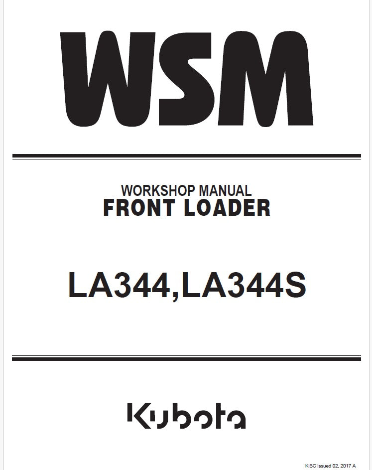 Kubota LA344, LA344S Front Loader Pdf Repair Service Manual
