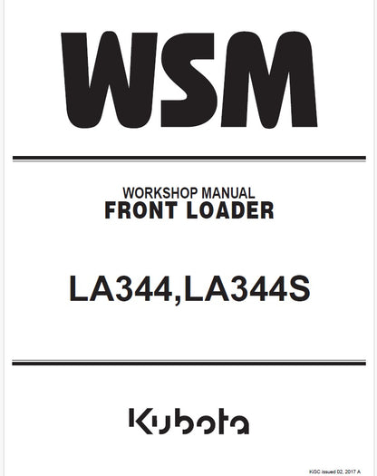 Kubota LA344, LA344S Front Loader Pdf Repair Service Manual