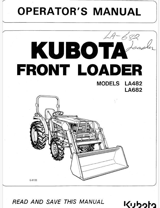 Kubota LA482, LA682 Front Loader Pdf Operator's Manual