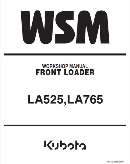 Kubota LA525, LA765 Front Loader Pdf Repair Service Manual