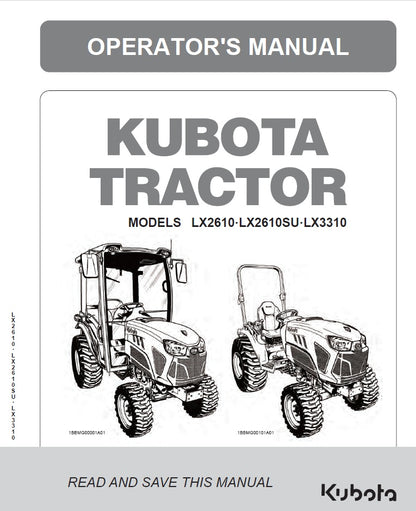Kubota LX2610, LX2610SU, LX3310 Tractor Pdf Operator's Manual