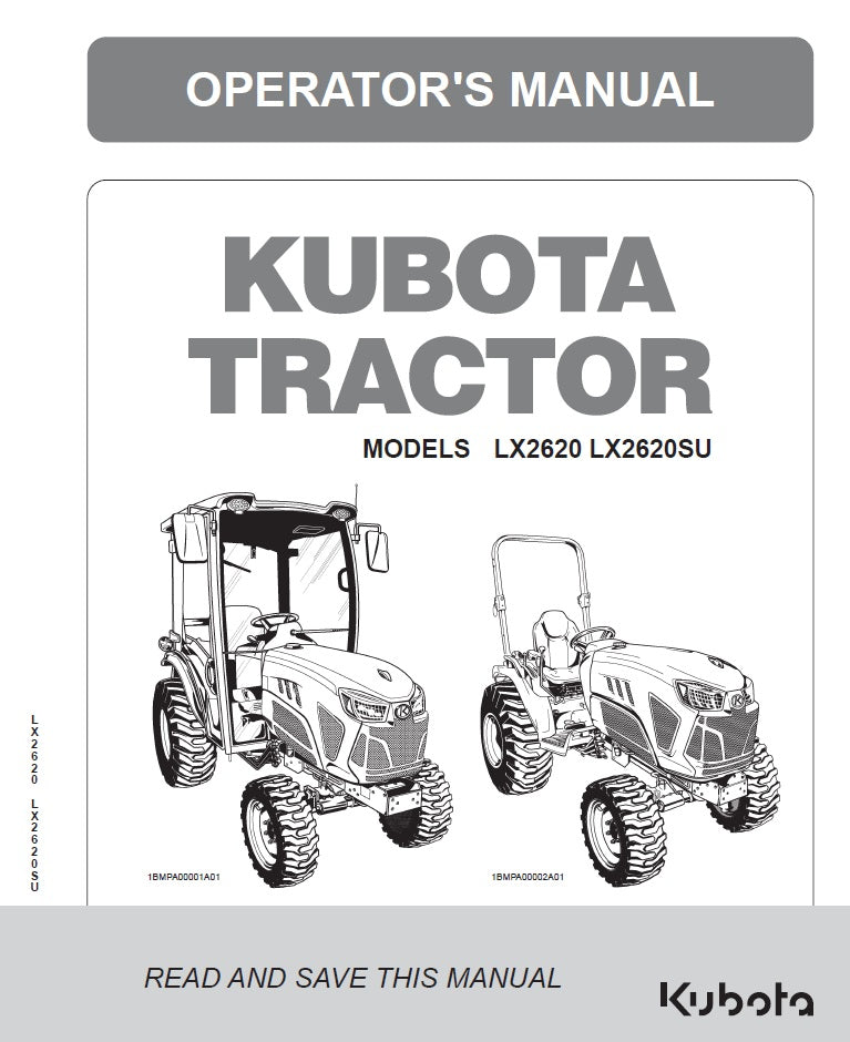 Kubota LX2620, LX2620SU Tractor Pdf Operator's Manual