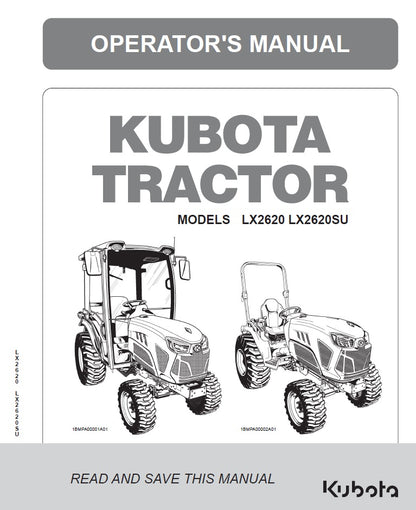 Kubota LX2620, LX2620SU Tractor Pdf Operator's Manual