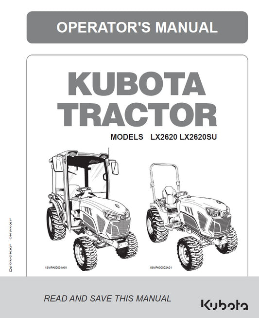 Kubota LX2620, LX2620SU Tractor Pdf Operator's Manual
