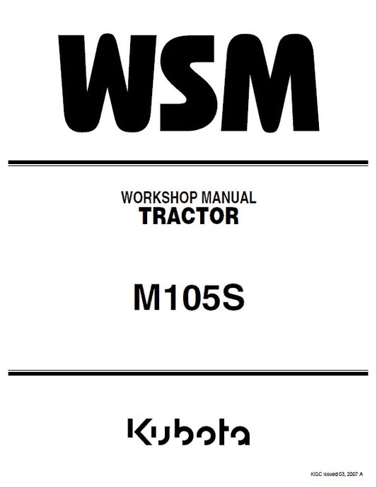 Kubota M105S Tractor Pdf Repair Service Manual