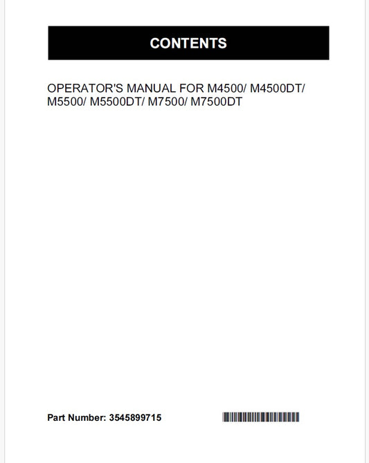 Kubota M4500, M4500DT, M5500, M5500DT, M7500, M7500DT Tractor Pdf Operator's Manual