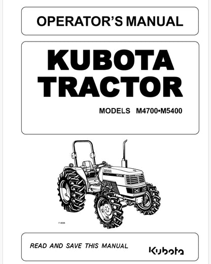 Kubota M4700, M5400 Tractor Pdf Operator's Manual