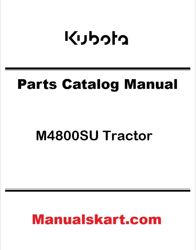 Kubota M4800SU Tractor Pdf Parts Catalog Manual