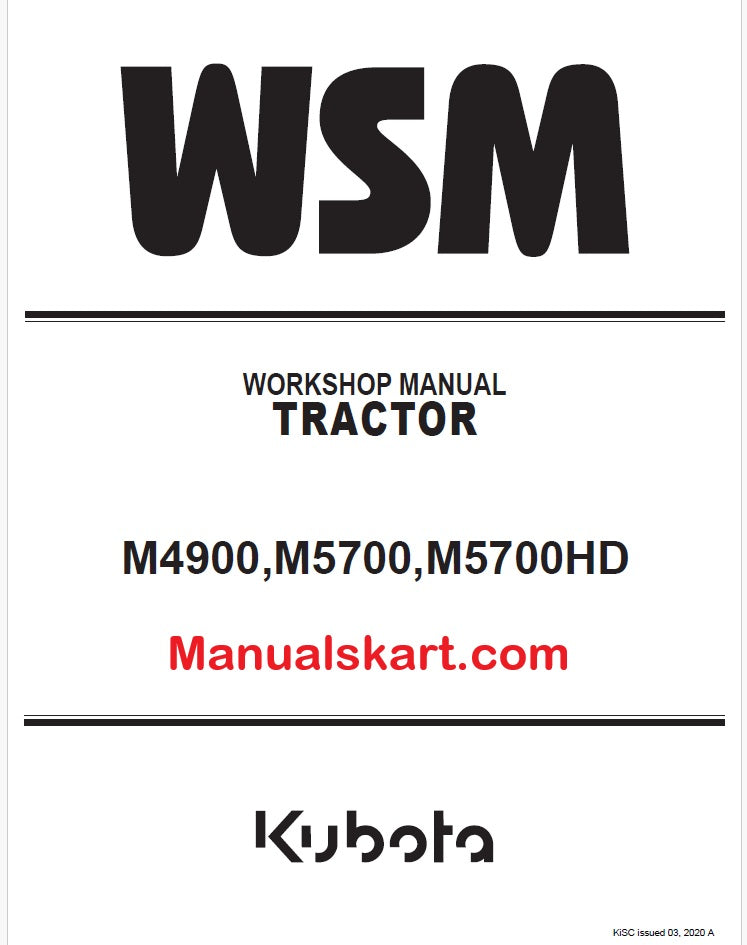 Kubota M4900, M5700, M5700HD Tractor Pdf Repair Service Manual