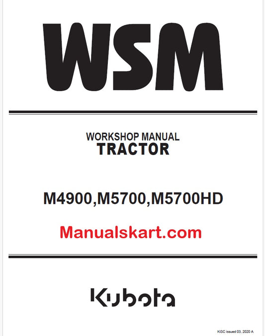 Kubota M4900, M5700, M5700HD Tractor Pdf Repair Service Manual