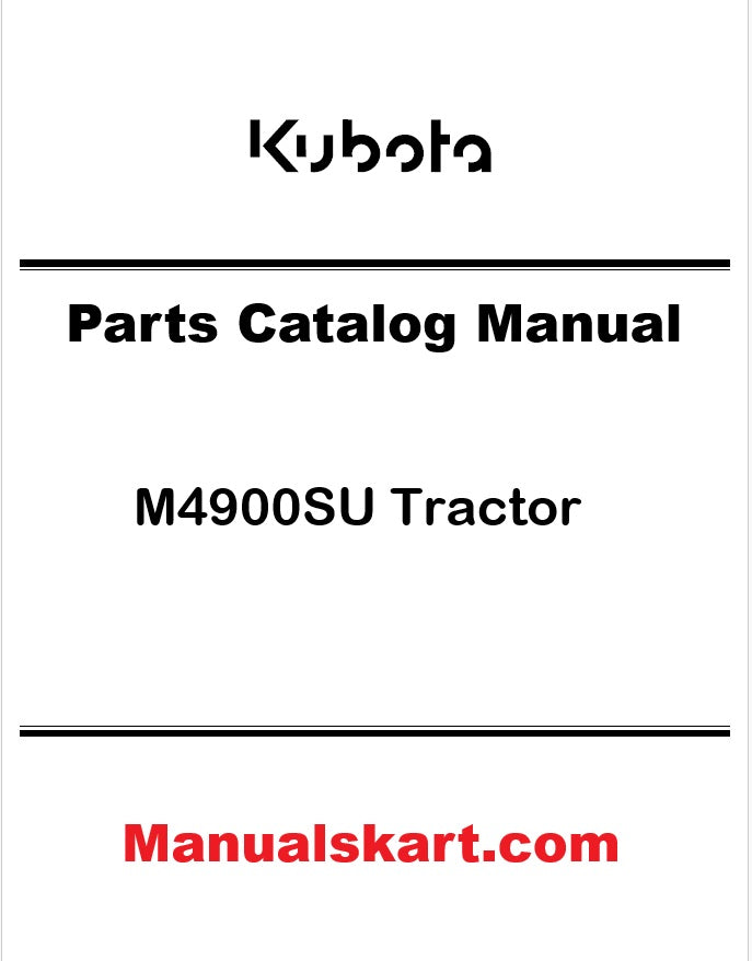 Kubota M4900SU Tractor Pdf Parts Catalog Manual