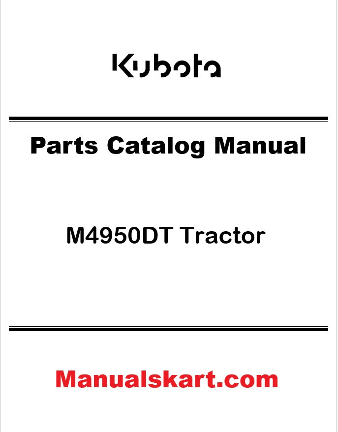 Kubota M4950DT Tractor Pdf Parts Catalog Manual