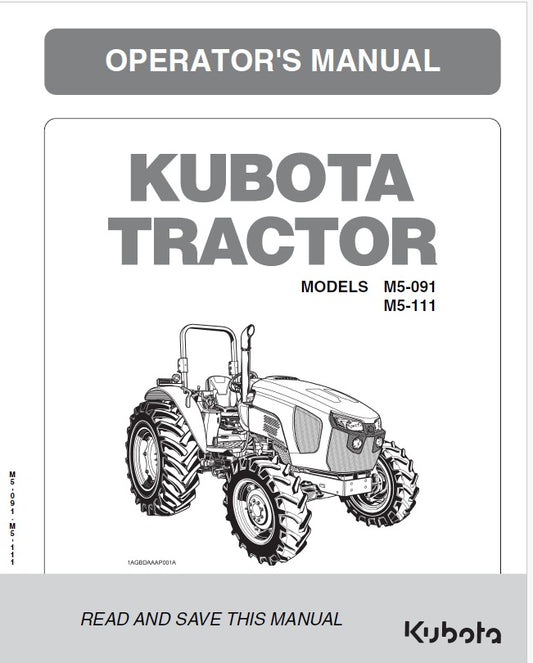 Kubota M5-091, M5-111 Tractor Pdf Operator's Manual