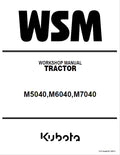 Kubota M5040, M6040, M7040 Tractor Pdf Repair Service Manual