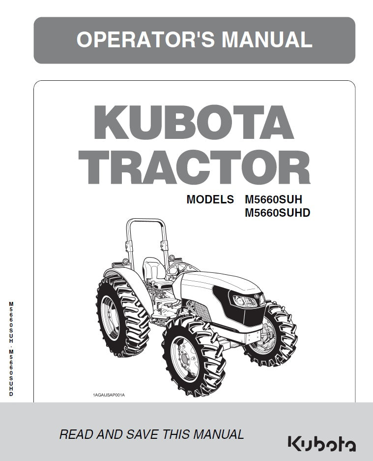 Kubota M5660SUH, M5660SUHD Tractor Pdf Operator's Manual