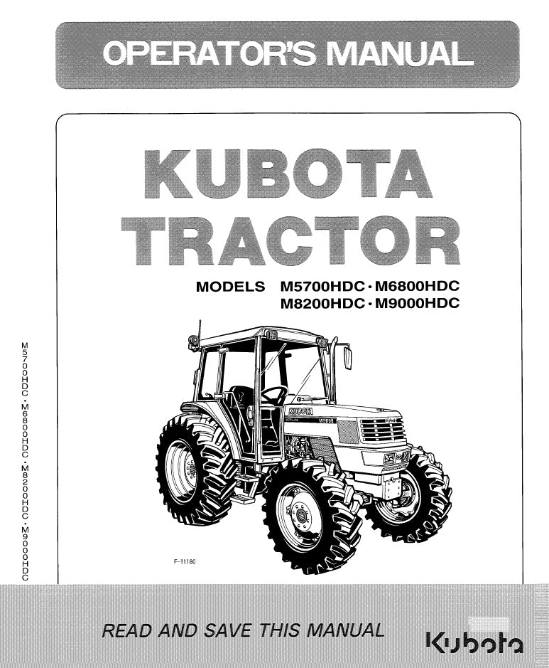 Kubota M5700HDC, M6800HDC, M8200HDC, M9000HDC Tractor Pdf Operator's Manual