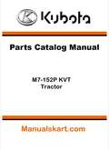 Kubota M7-152P KVT Tractor Parts Catalog Pdf Manual