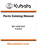 Kubota M7-154P KVT Tractor Parts Catalog Pdf Manual