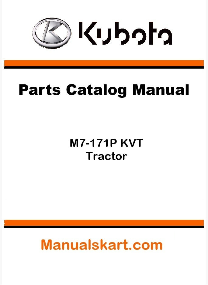 Kubota M7-171P KVT Tractor Parts Catalog Pdf Manual