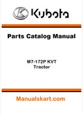 Kubota M7-172P KVT Tractor Parts Catalog Pdf Manual