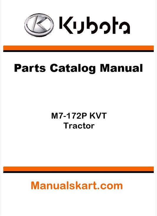 Kubota M7-172P KVT Tractor Parts Catalog Pdf Manual