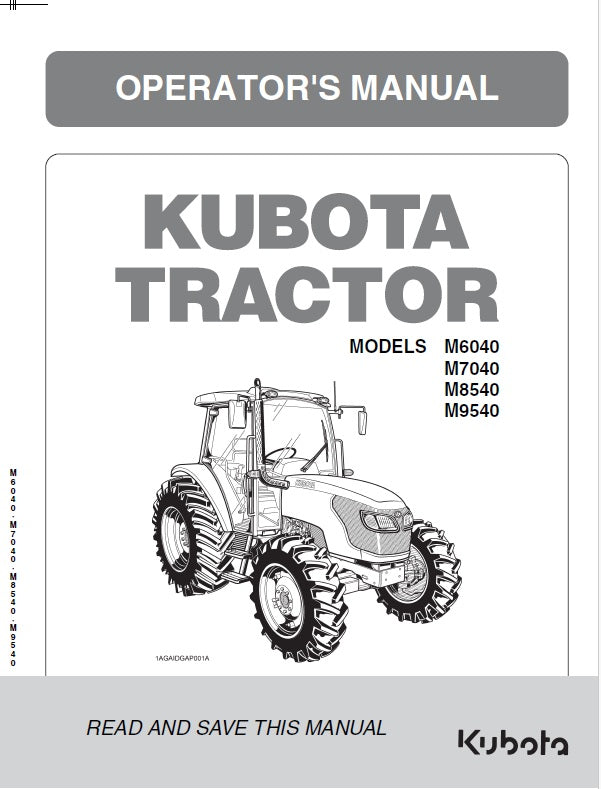 Kubota M7040, M6040, M8540, M9540 Tractor Pdf Operator's Manual