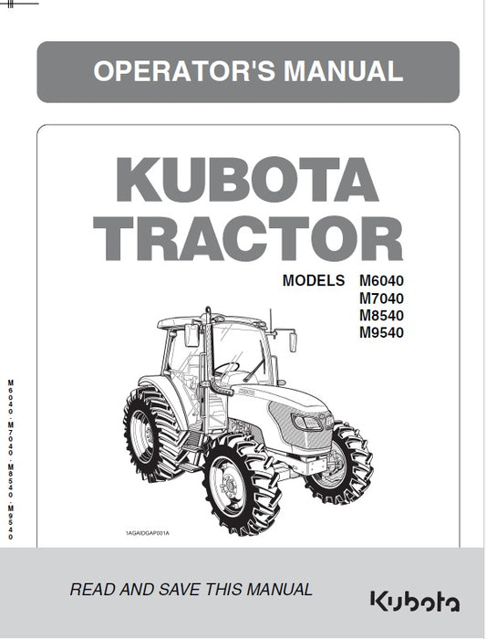 Kubota M7040, M6040, M8540, M9540 Tractor Pdf Operator's Manual