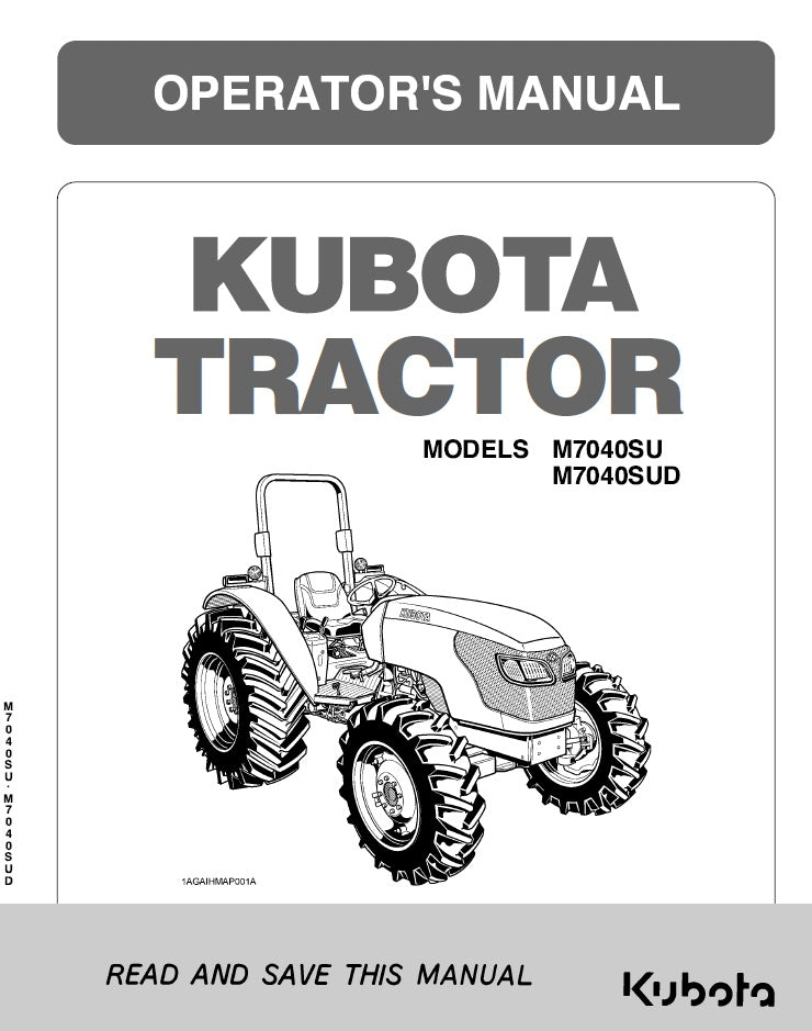 Kubota M7040SU, M7040SUD Tractor Pdf Operator's Manual