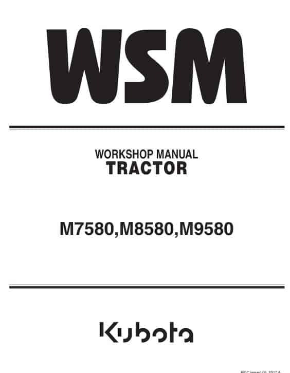 Kubota M7580, M8580, M9580 Tractor Pdf Repair Service Manual