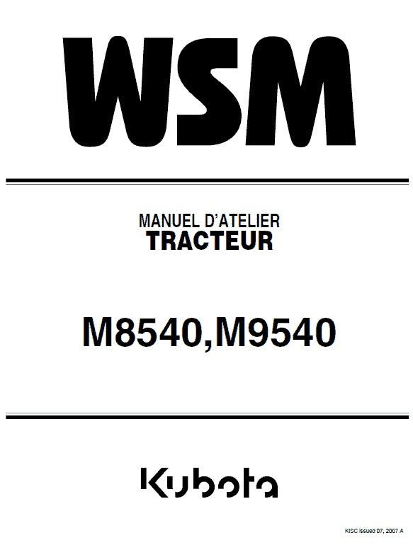 Kubota M8540, M9540 Tractor Pdf Repair Service Manual