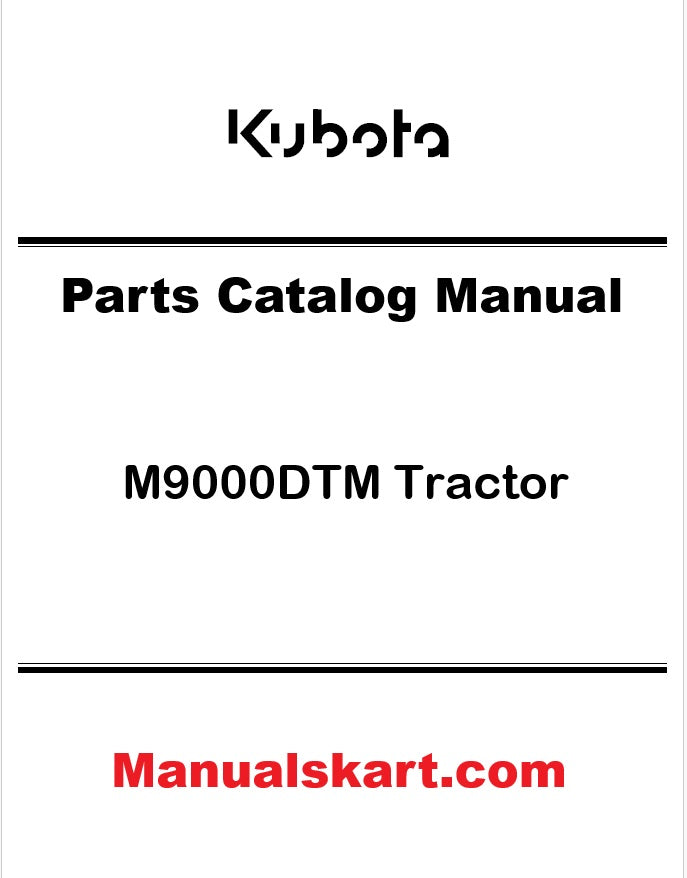 Kubota M9000DTM Tractor Pdf Parts Catalog Manual