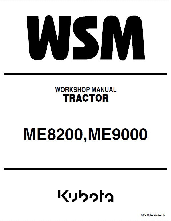 Kubota ME8200, ME9000 Tractor Pdf Repair Service Manual