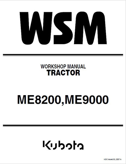 Kubota ME8200, ME9000 Tractor Pdf Repair Service Manual