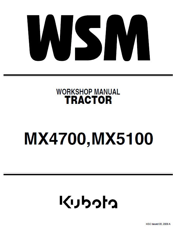 Kubota MX4700, MX5100 Tractor Pdf Repair Service Manual