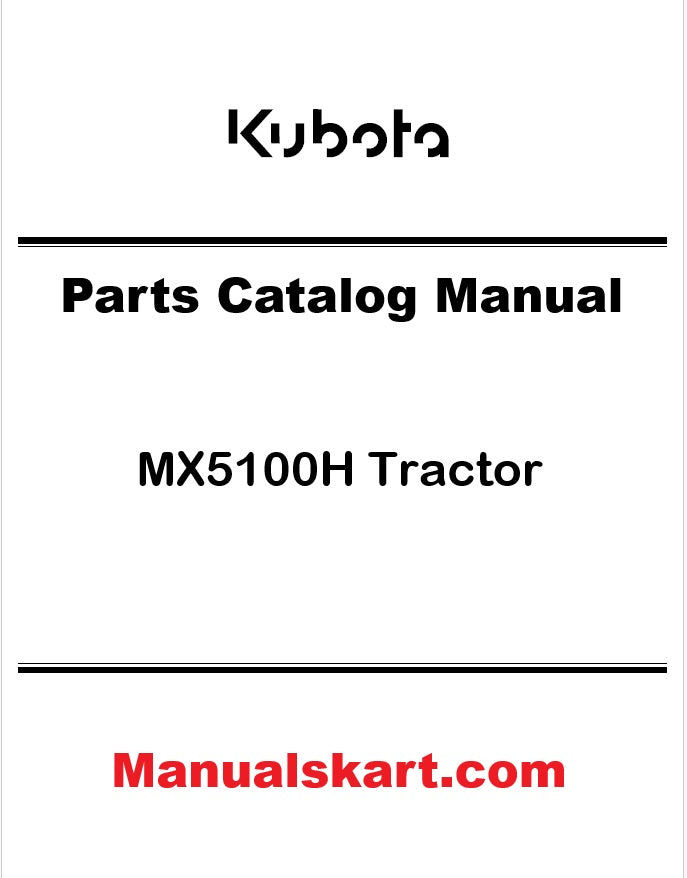 Kubota MX5100H Tractor Pdf Parts Catalog Manual