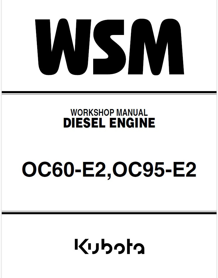 Kubota OC60-E2, OC95-E2 Diesel Engine Pdf Repair Service Manual