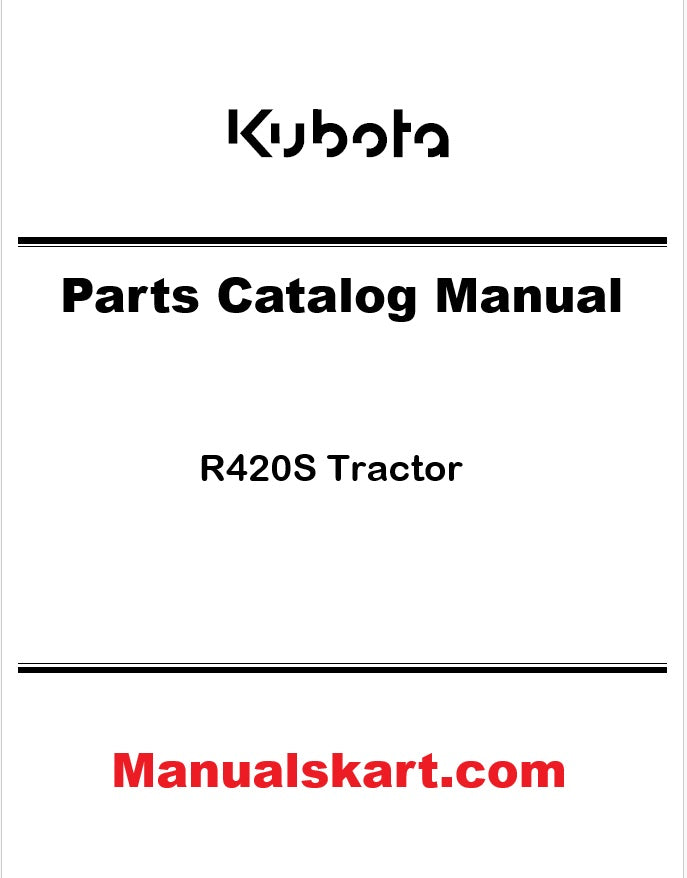 Kubota R420S Tractor Pdf Parts Catalog Manual