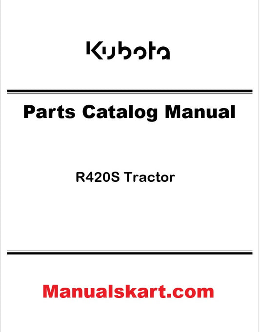 Kubota R420S Tractor Pdf Parts Catalog Manual