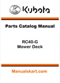 Kubota RC40-G Mower Deck Pdf Parts Catalog Manual